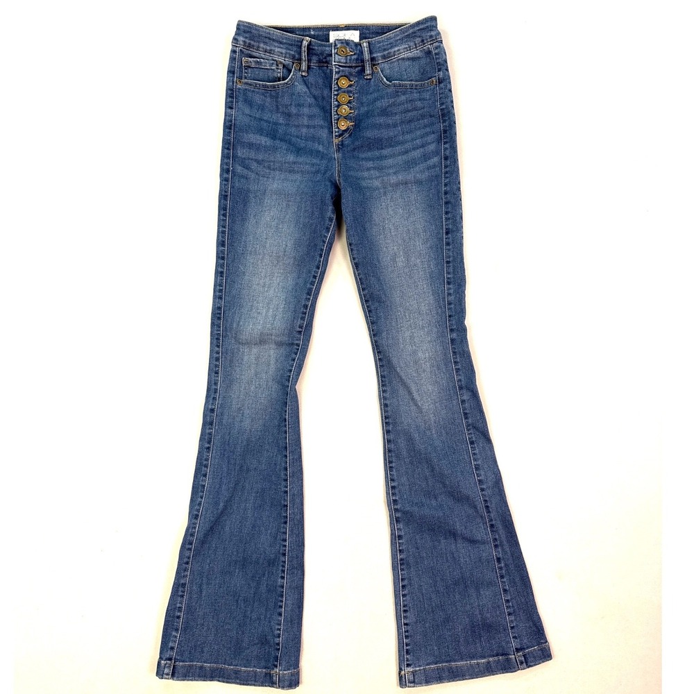 Sofia Jeans by Sofia Vergara Melisa Flare High Rise Button Fly Blue Jeans 2